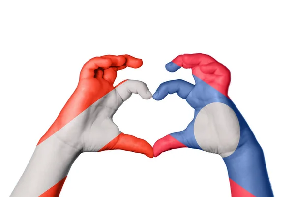 Oostenrijk Laos Heart Handgebaar Maken Hart Knippad — Stockfoto