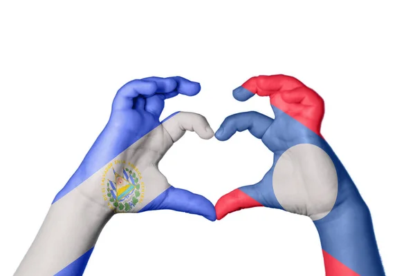 엘살바도르 라오스 심장을 만드는 제스처 클리핑 — 스톡 사진