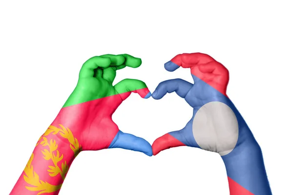 Сердце Эритреи Лаос Жест Руки Делает Сердце Обрезка Пути — стоковое фото