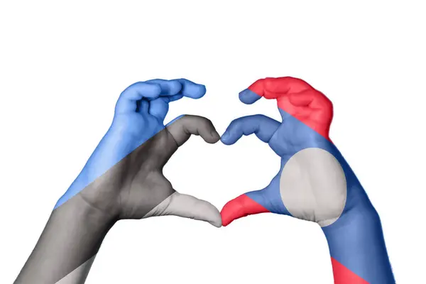 Estonia Laos Heart Hand Gesture Making Heart Clipping Path — Stock Photo, Image