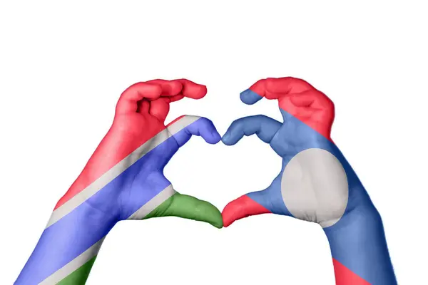 Gambia Laos Heart Hand Gebaar Maken Hart Knippen Pad — Stockfoto