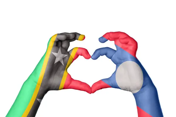 Saint Kitts Nevis Laos Hart Hand Gebaar Maken Hart Knippen — Stockfoto