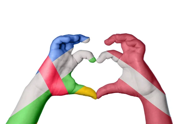 中非共和国Latvia Heart Hand Gesture Making Heart Clipping Path — 图库照片