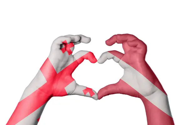 格鲁吉亚拉脱维亚心脏 手手势制造心脏 收割路径 — 图库照片