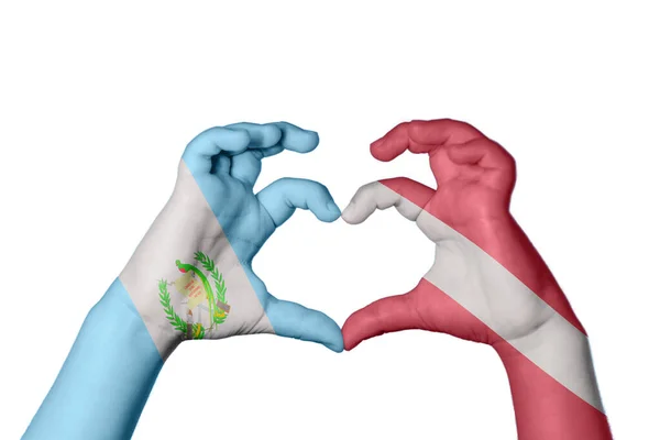 Guatemala Latvia Heart Hand Gesture Making Heart Clipping Path — Stock Photo, Image