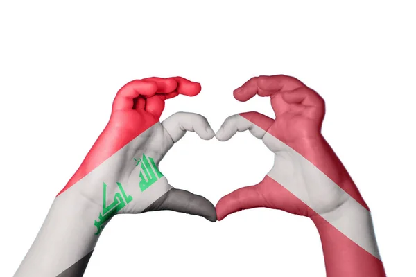 Ирак Latvia Heart Hand Gesture Making Heart Clipping Path — стоковое фото