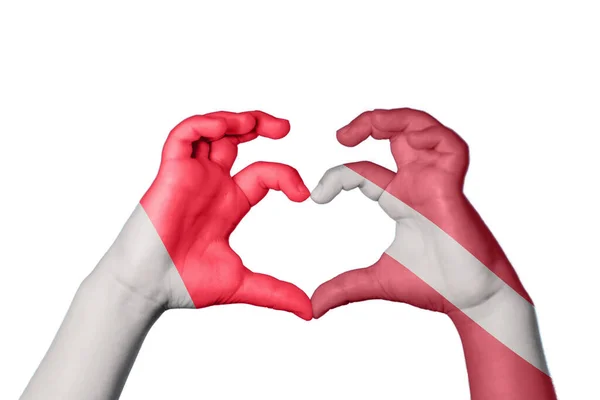 Malta Latvia Heart Hand Gesture Making Heart Clipping Path — Stock Photo, Image