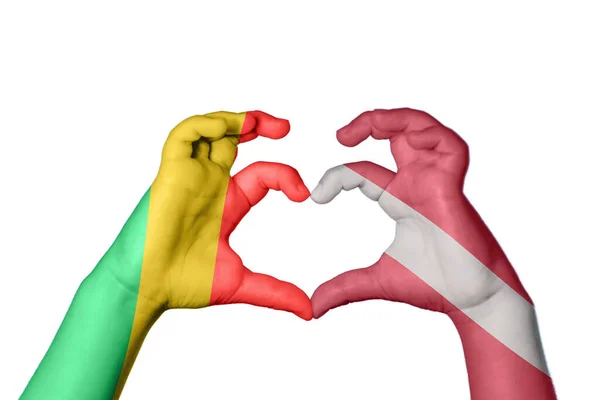 Republic Congo Latvia Heart Hand Gesture Making Heart Clipping Path — Stock Photo, Image