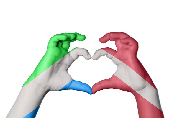 Sierra Leone Lettland Herz Handbewegung Die Herz Macht Clipping Path — Stockfoto