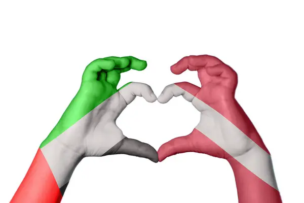 Vereinigte Arabische Emirate Lettland Herz Handbewegung Die Herz Macht Clipping — Stockfoto