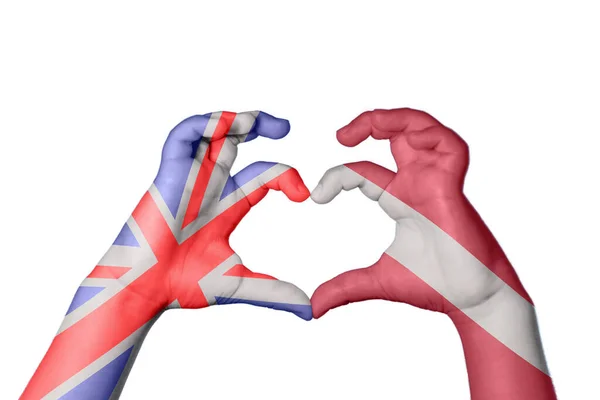 Reino Unido Letónia Coração Gesto Mão Que Faz Coração Clipping — Fotografia de Stock