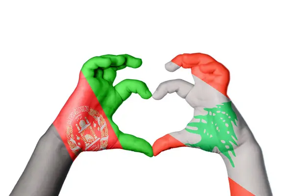 Afghanistan Liban Cœur Geste Main Faisant Cœur Sentier Coupe — Photo