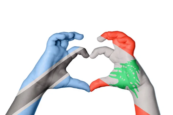 博茨瓦纳Lebanon Heart Hand Gesture Making Heart Clipping Path — 图库照片