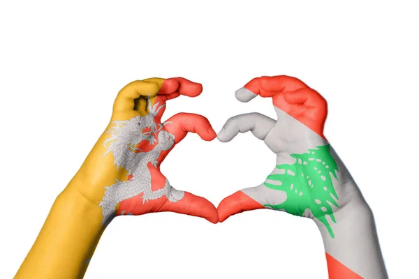 Bhútán Libanon Srdce Ruční Gesto Srdce Střih Stezka — Stock fotografie