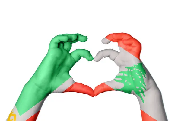 Chechnya Lebanon Heart Hand Gesture Making Heart Clipping Path — Stock Photo, Image