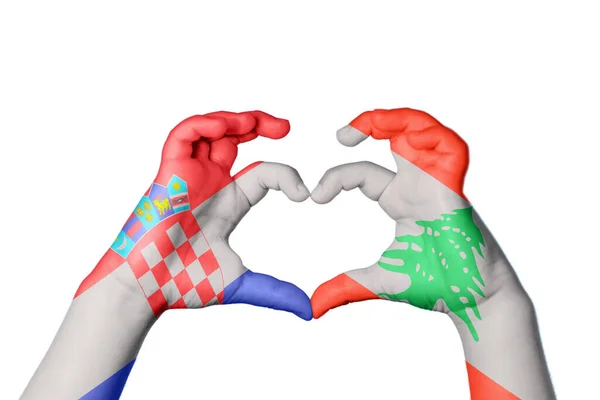 Chorwacja Serce Libanu Ręki Gestu Podejmowania Serca Ścieżka Clipping — Zdjęcie stockowe