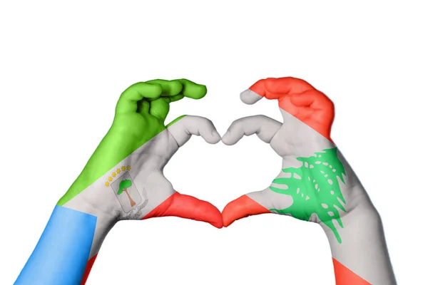 Äquatorialguinea Libanon Herz Handbewegung Die Herz Macht Clipping Path — Stockfoto