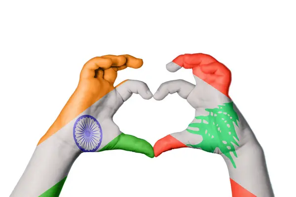 Indien Libanon Hjärta Hand Gest Att Göra Hjärta Klippning Vägen — Stockfoto