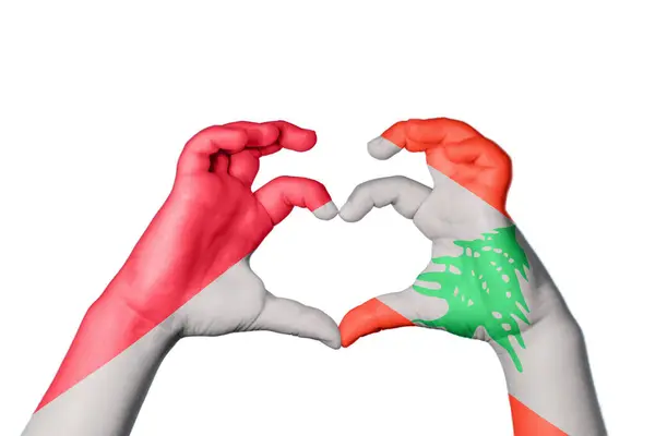 Indonesien Libanon Herz Handgeste Die Herz Macht Clipping Path — Stockfoto