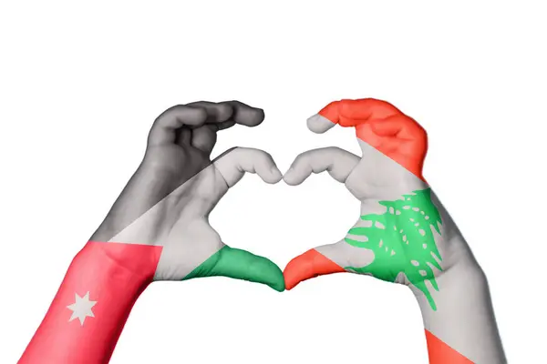 Jordan Lebanon Heart Hand Gesture Making Heart Clipping Path — Stock Photo, Image