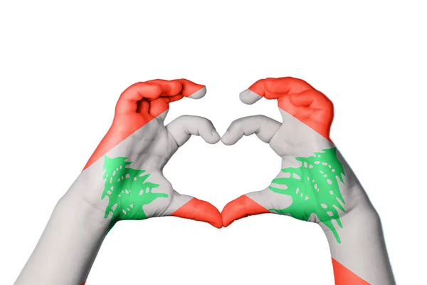 Libanon Libanon Hjärta Hand Gest Att Göra Hjärta Klippning Väg — Stockfoto