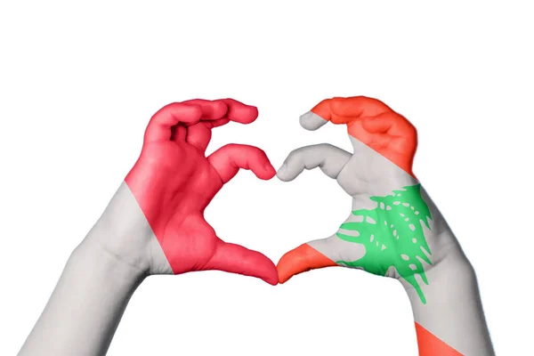 Malta Libanon Heart Ruční Gesto Tvorby Srdce Ořezávání Cesty — Stock fotografie