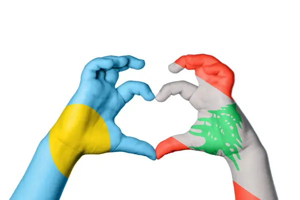 Palau Libanon Hart Handgebaar Maken Hart Knippad — Stockfoto