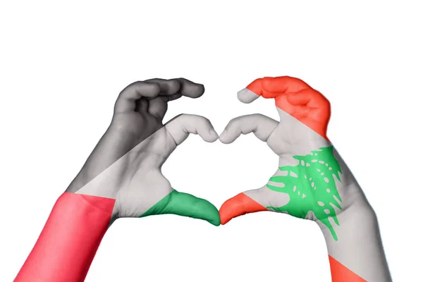 Palästina Libanon Herz Handgeste Die Herz Macht Clipping Path — Stockfoto