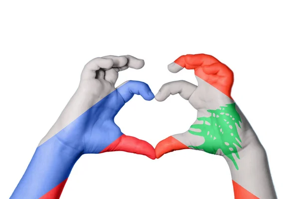 Ryssland Libanon Hjärta Hand Gest Att Göra Hjärta Klippning Väg — Stockfoto