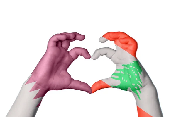 Катар Ливан Сердце Жест Руки Делает Сердце Клиппинг Путь — стоковое фото