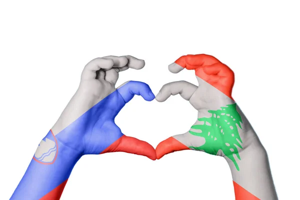 Slowenien Libanon Herz Handbewegung Die Herz Macht Clipping Path — Stockfoto