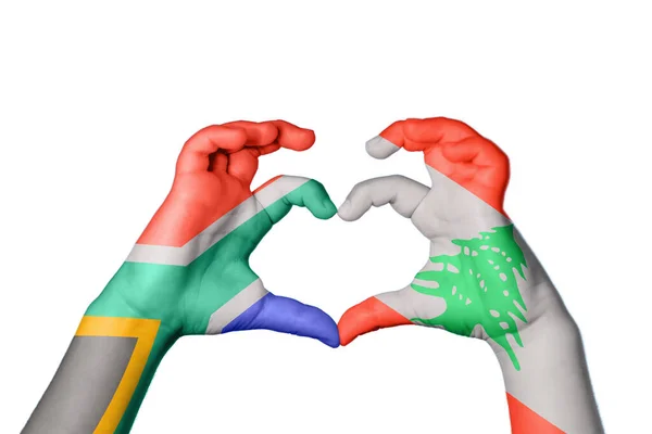 Sydafrika Libanon Hjärta Hand Gest Att Göra Hjärta Klippning Vägen — Stockfoto