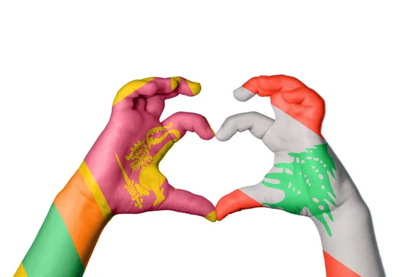 斯里兰卡Lebanon Heart Hand Gesture Making Heart Clipping Path — 图库照片