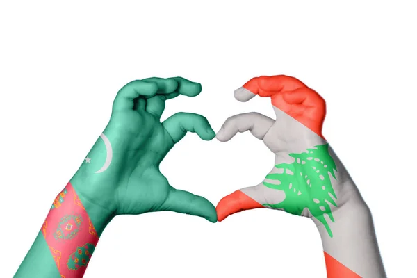 Туркменистан Ливан Сердце Жест Руки Делает Сердце Клиппинг Путь — стоковое фото