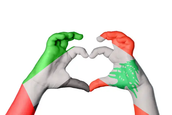 Émirats Arabes Unis Liban Coeur Geste Main Faisant Coeur Sentier — Photo