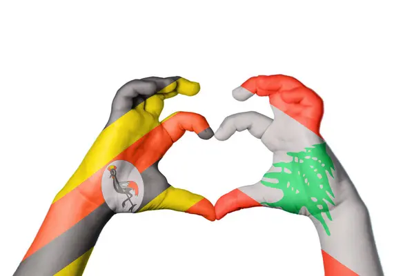 乌干达Lebanon Heart Hand Gesture Making Heart Clipping Path — 图库照片