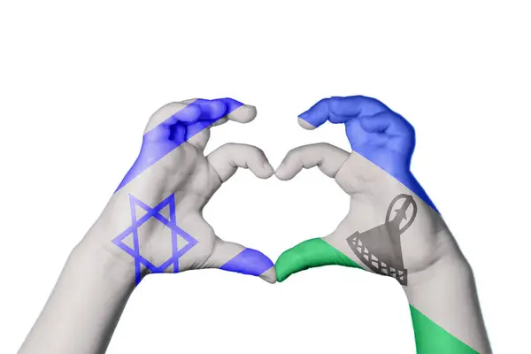 Izrael Lesotho Heart Ruční Gesto Tvorby Srdce Ořezávání Stezka — Stock fotografie