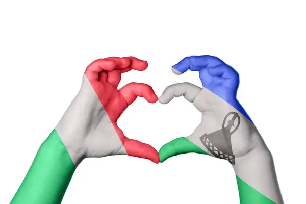 Itálie Lesotho Heart Ruční Gesto Tvorby Srdce Ořezávání Stezka — Stock fotografie