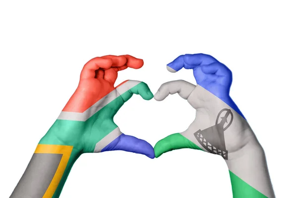 Dél Afrika Lesotho Szív Kézmozdulatkészítés Szív Vágási Útvonal — Stock Fotó