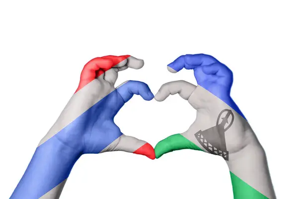 Thailand Lesotho Heart Hand Gest Att Göra Hjärta Klippbana — Stockfoto
