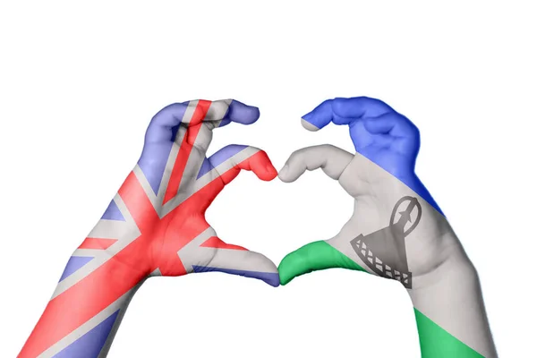 Reino Unido Lesoto Coração Gesto Mão Fazendo Coração Clipping Path — Fotografia de Stock
