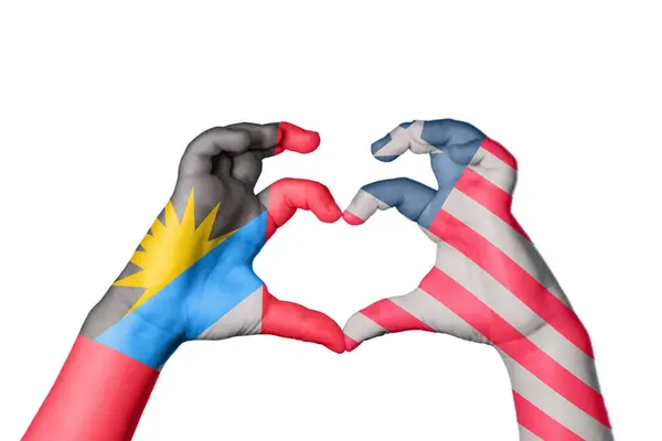 Antigua Barbuda Liberia Hart Hand Gebaar Maken Hart Knippen Pad — Stockfoto