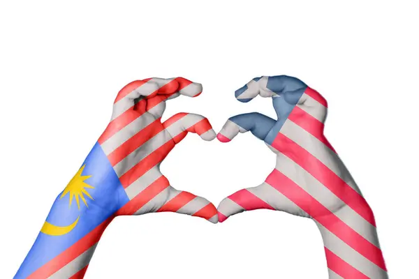 Малайзия Либерия Сердце Жест Руки Делает Сердце Клиппинг Путь — стоковое фото