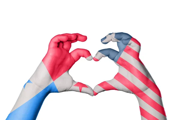 Panama Liberia Heart Hand Gesture Making Heart Clipping Path — Stock Photo, Image