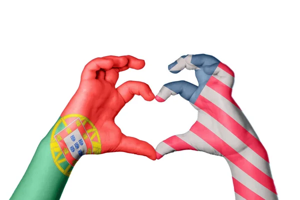 Portugal Liberia Herz Handbewegung Die Herz Macht Clipping Path — Stockfoto