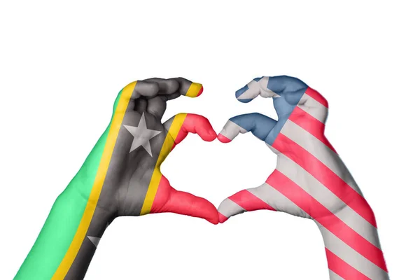 São Cristóvão Nevis Libéria Coração Mão Gesto Fazendo Coração Clipping — Fotografia de Stock
