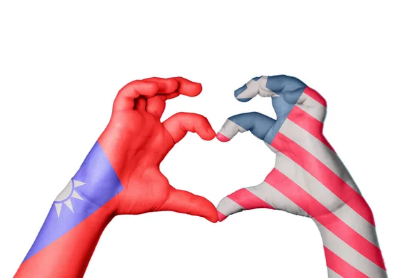 Taiwan Liberia Heart Hand Gesture Making Heart Clipping Path — Stock Photo, Image