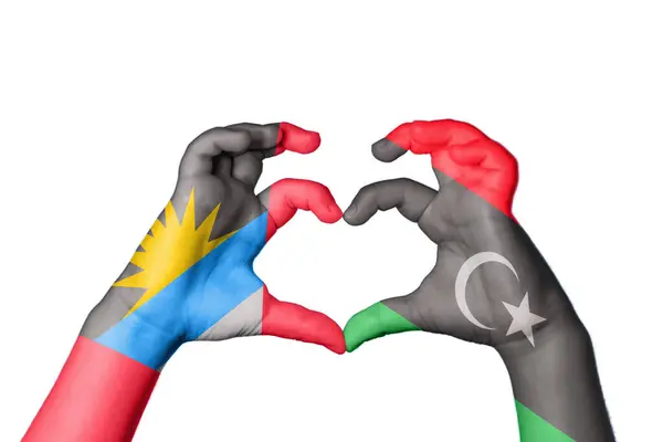 Antigua Barbuda Libya Kalbi Hareketi Kalp Yapma Kırpma Yolu — Stok fotoğraf