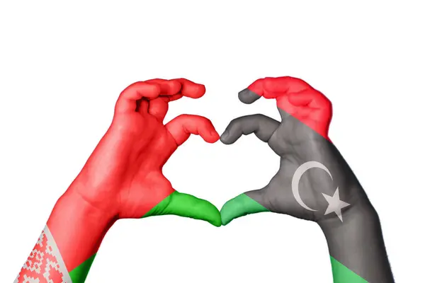 Bielorrusia Libia Corazón Hacer Gestos Corazón Recortar Camino —  Fotos de Stock