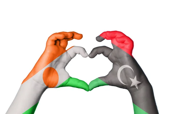 Niger Libia Serce Gest Ręczny Serca Ścieżka Clipping — Zdjęcie stockowe